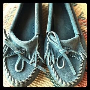 Blue Leather Minnetonka Moccasins